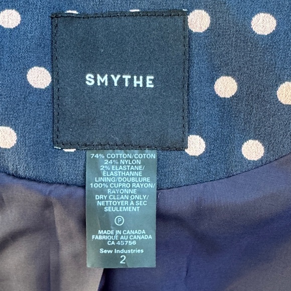 Smythe Lounge Blazer Navy Polka Dot Size 2 - Picture 13 of 14
